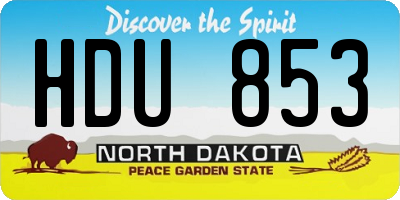 ND license plate HDU853