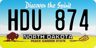 ND license plate HDU874