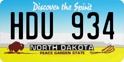 ND license plate HDU934