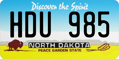 ND license plate HDU985