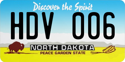 ND license plate HDV006