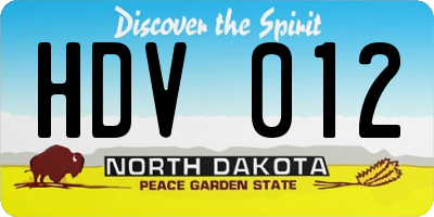 ND license plate HDV012