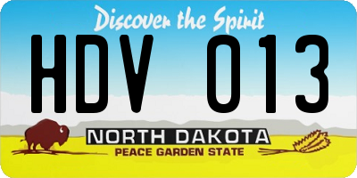 ND license plate HDV013