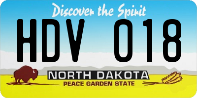 ND license plate HDV018