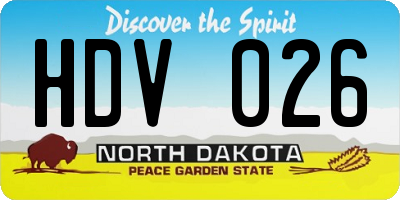 ND license plate HDV026