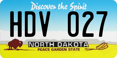 ND license plate HDV027