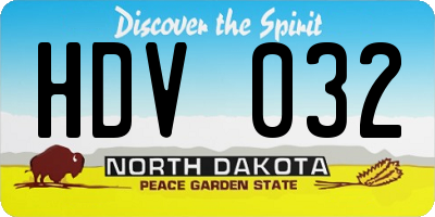 ND license plate HDV032