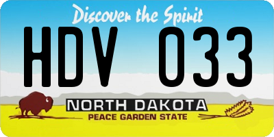 ND license plate HDV033