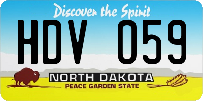 ND license plate HDV059