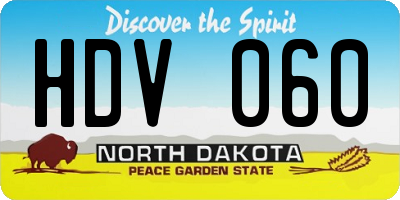 ND license plate HDV060