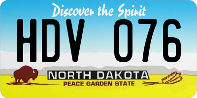 ND license plate HDV076