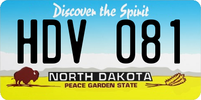ND license plate HDV081