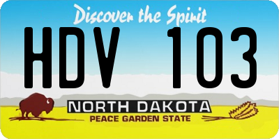 ND license plate HDV103