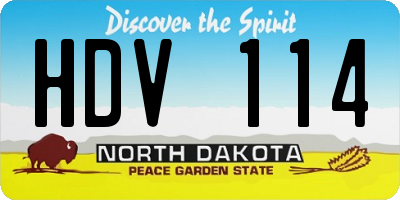 ND license plate HDV114