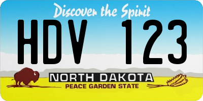 ND license plate HDV123