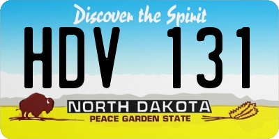 ND license plate HDV131