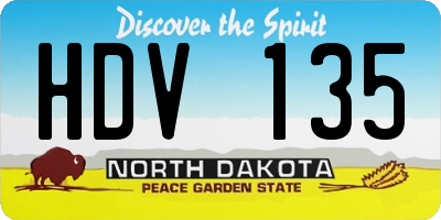 ND license plate HDV135