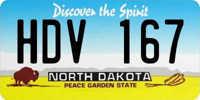 ND license plate HDV167