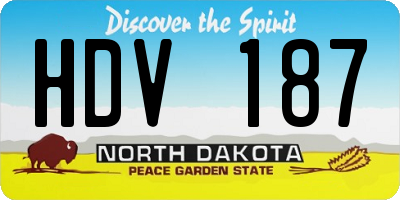 ND license plate HDV187