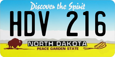 ND license plate HDV216