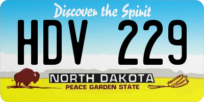 ND license plate HDV229
