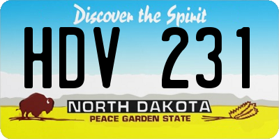 ND license plate HDV231