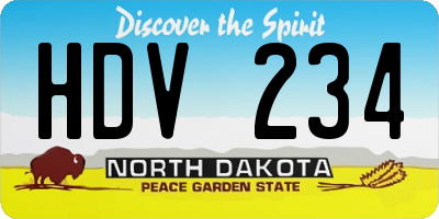ND license plate HDV234