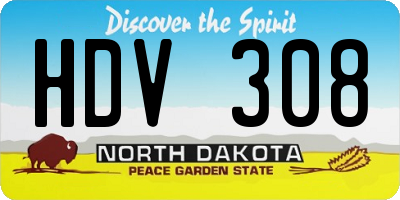 ND license plate HDV308