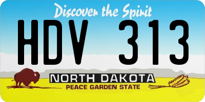 ND license plate HDV313