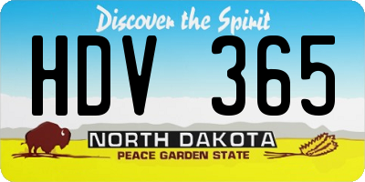 ND license plate HDV365