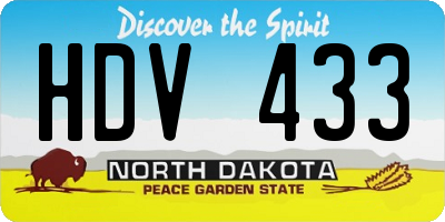 ND license plate HDV433