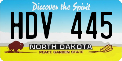 ND license plate HDV445