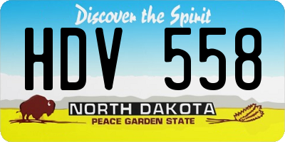 ND license plate HDV558