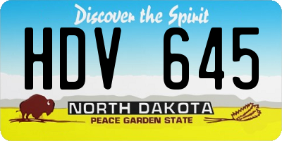 ND license plate HDV645
