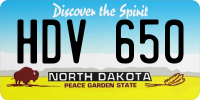 ND license plate HDV650
