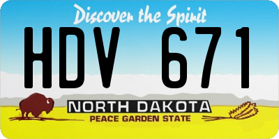 ND license plate HDV671