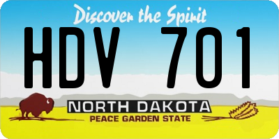 ND license plate HDV701