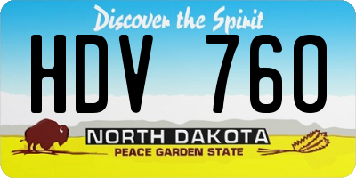 ND license plate HDV760