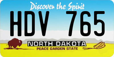 ND license plate HDV765