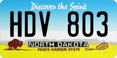 ND license plate HDV803