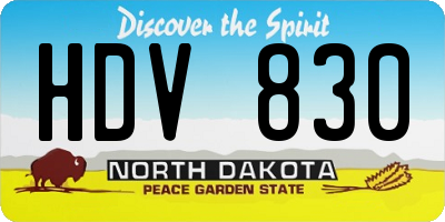 ND license plate HDV830