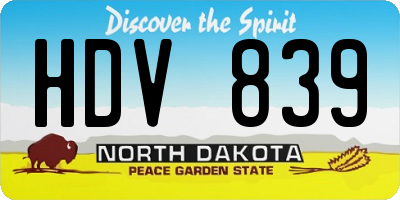 ND license plate HDV839