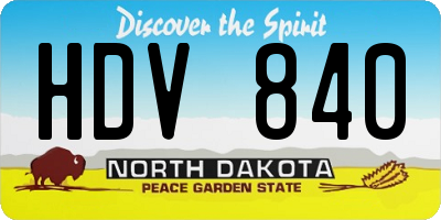 ND license plate HDV840