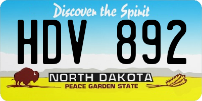 ND license plate HDV892