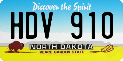ND license plate HDV910