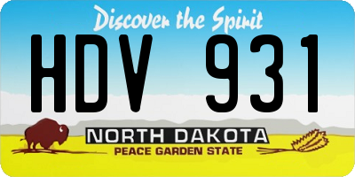ND license plate HDV931