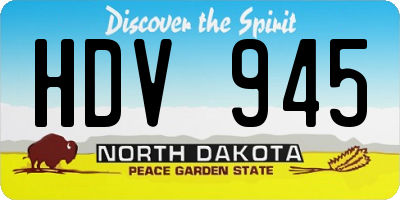 ND license plate HDV945