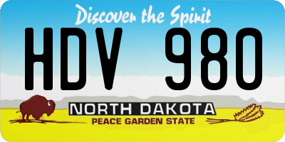 ND license plate HDV980