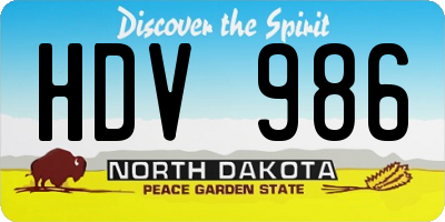 ND license plate HDV986