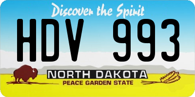 ND license plate HDV993